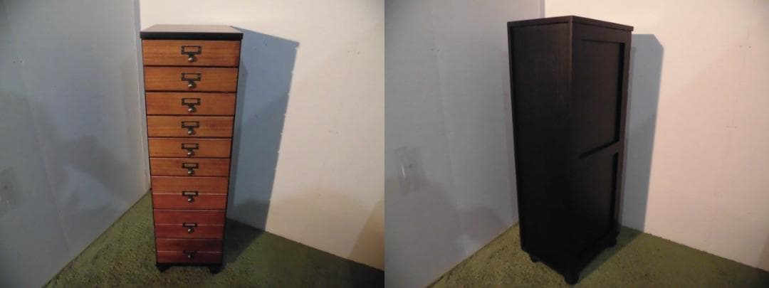 【送料無料・新品】天然木北欧風★マルチ書類多段チェスト9段【キャスター付】