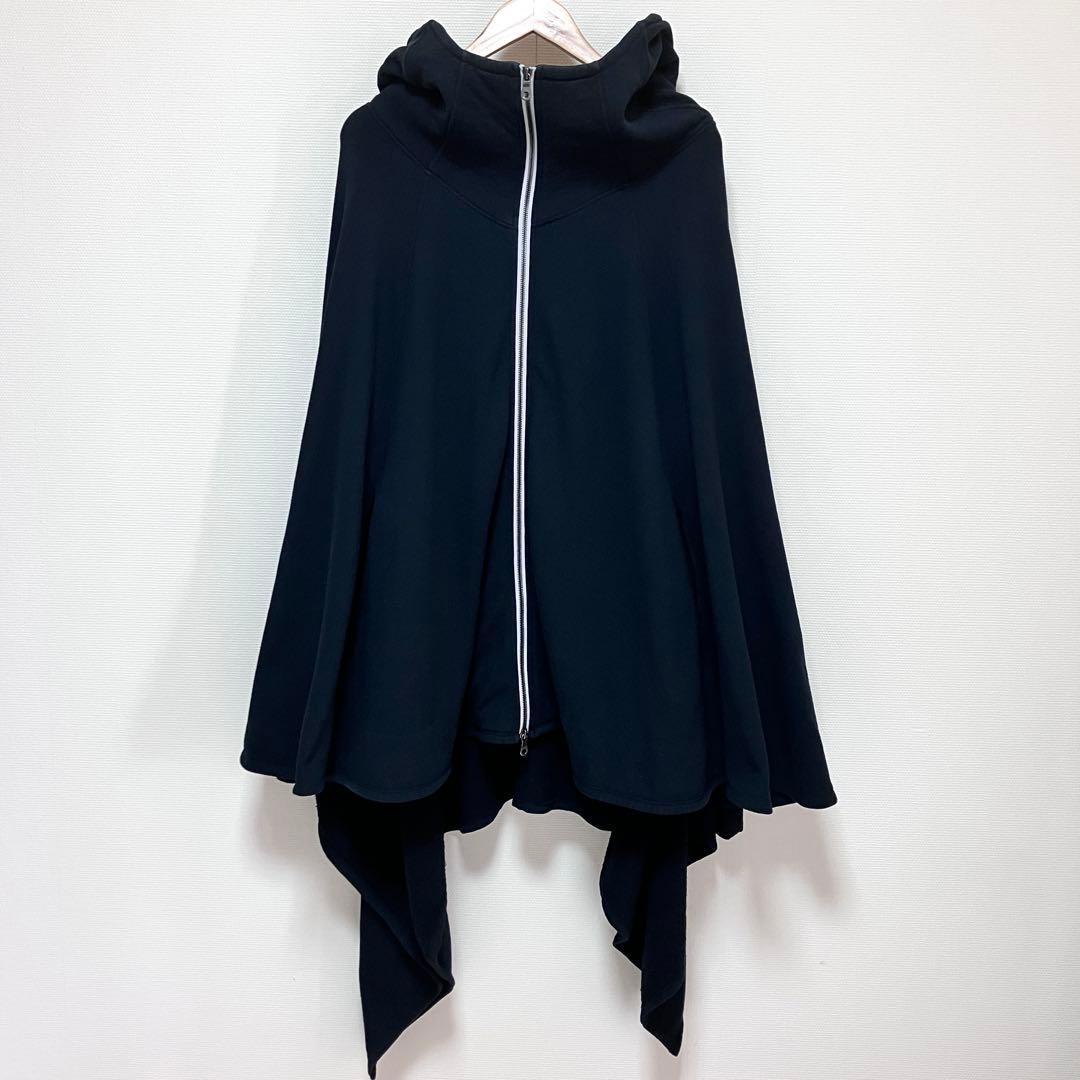 美品 ha | za | ma ハザマ なびくパーカー ブラック ポンチョ