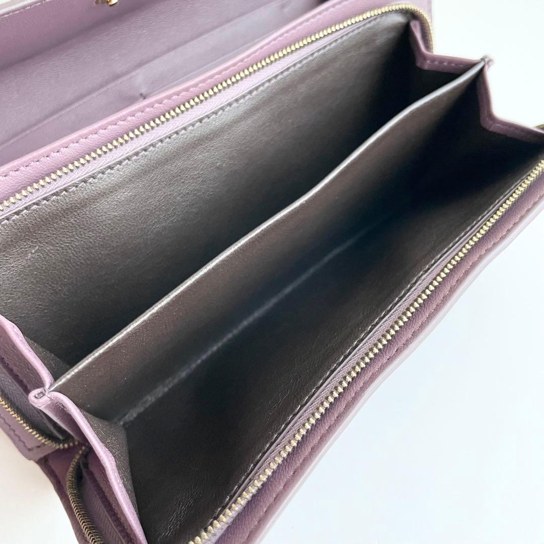 ボッテガヴェネタ 長財布 イントレチャート レザー くすみパープル ほぼ新品