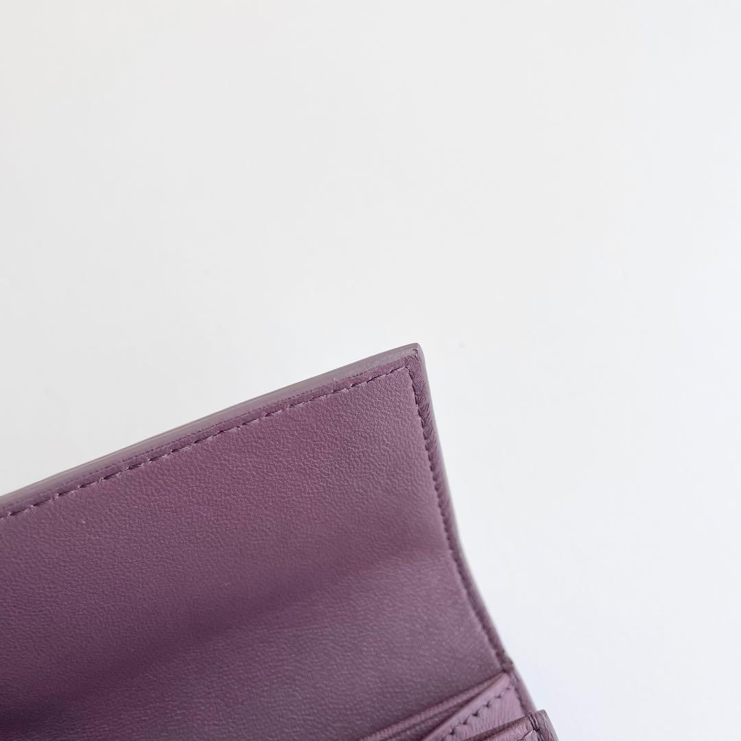 ボッテガヴェネタ 長財布 イントレチャート レザー くすみパープル ほぼ新品