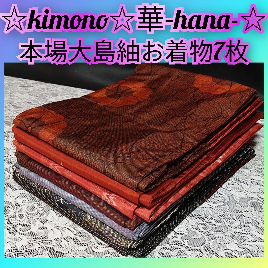 B210【美品】本場大島紬お着物7枚まとめ売り★着用/食事会/お出掛け/リメイク
