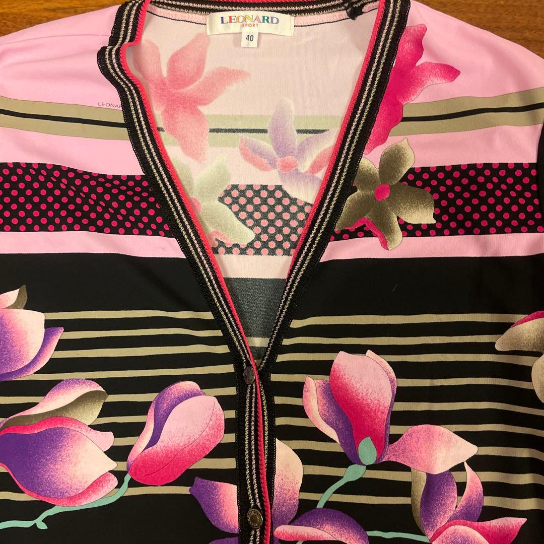 LEONARD 半袖チュニック 40 カーディガンとのアンサンブル