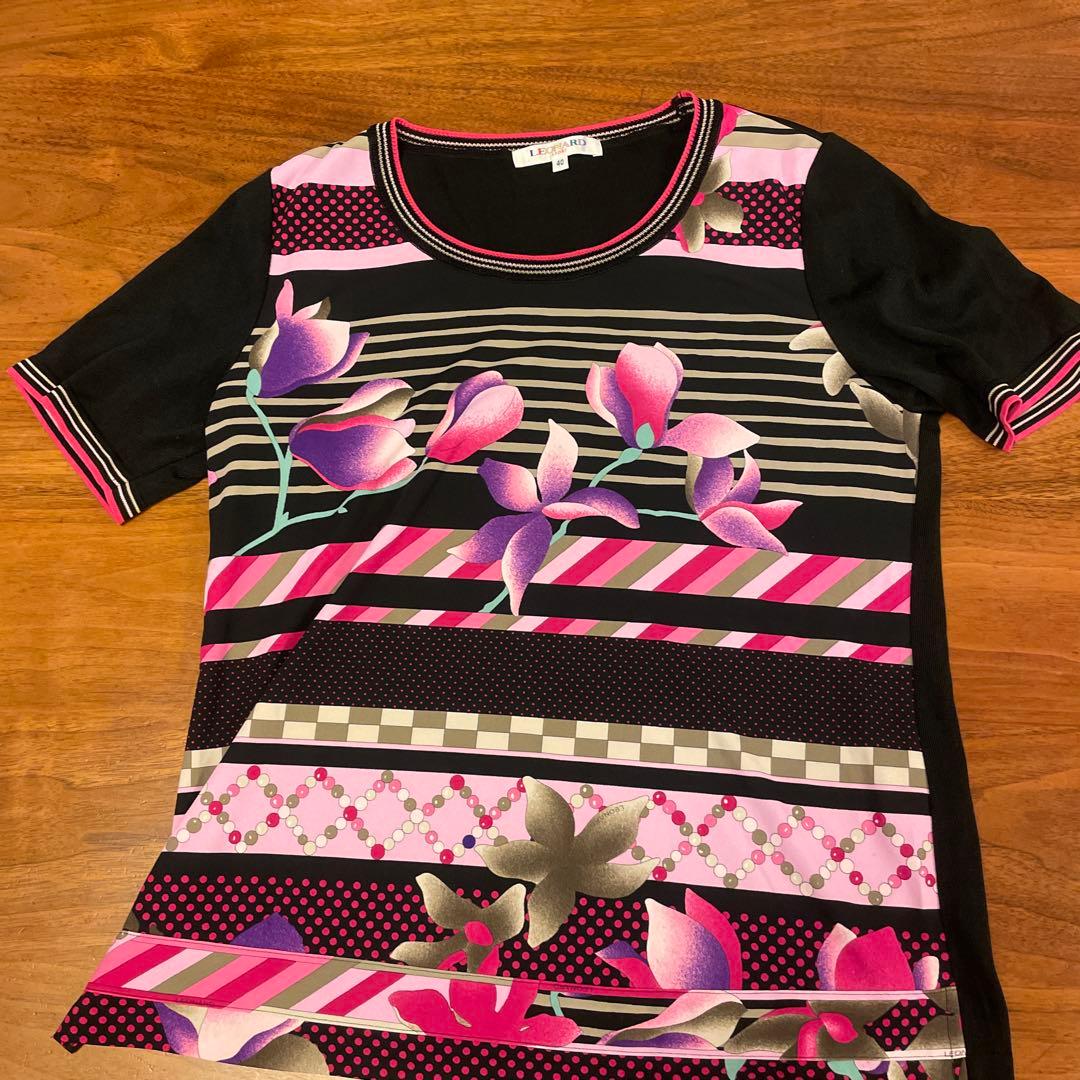 LEONARD 半袖チュニック 40 カーディガンとのアンサンブル