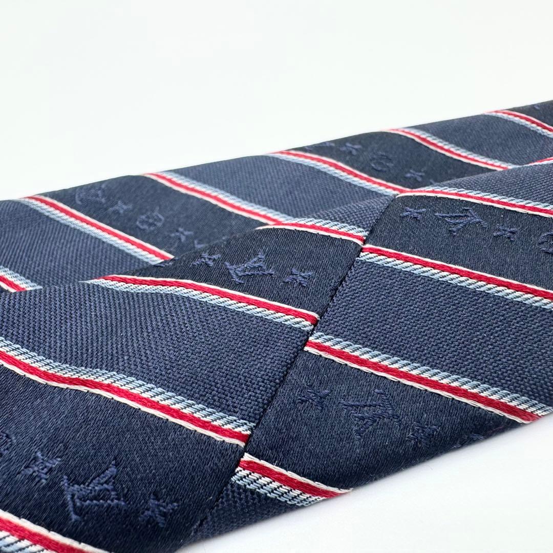 極美品◎ルイヴィトン　モノグラム　ネクタイ　ストライプジャガード　肉厚　ビジネス