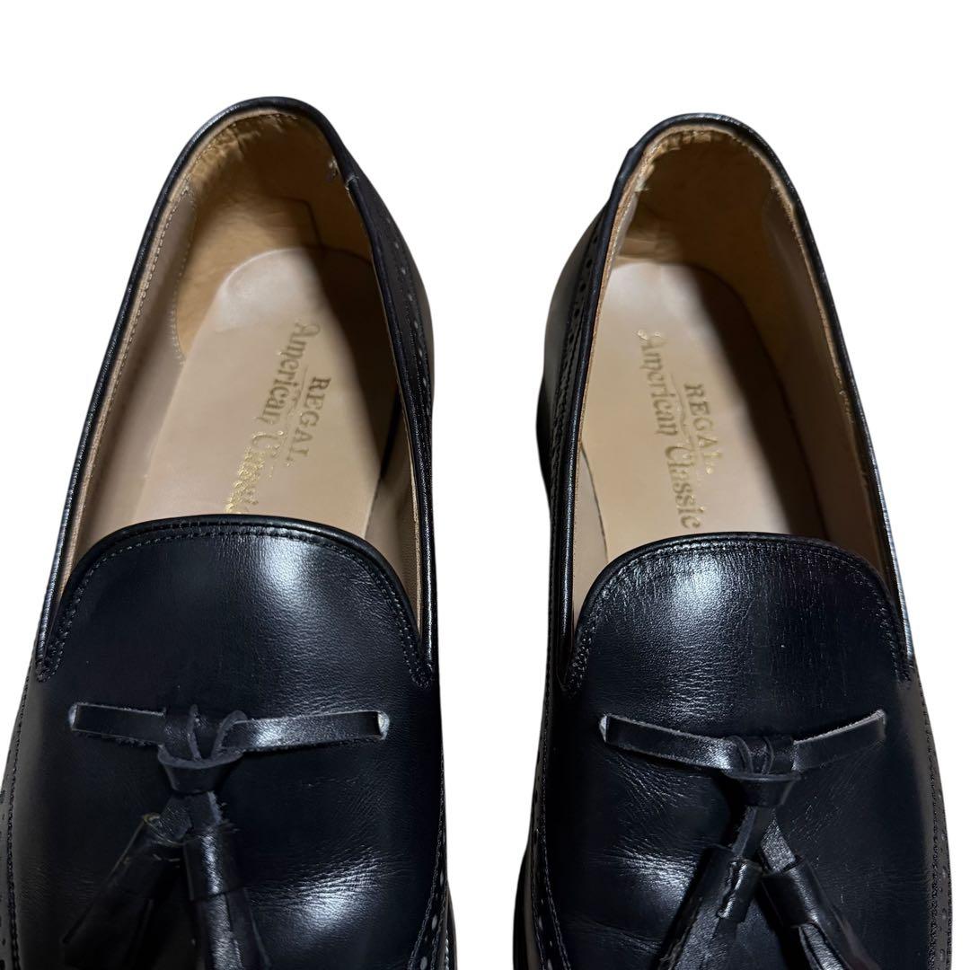 REGAL ウィングチップ メダリオン タッセルローファーブラック 25 1/2