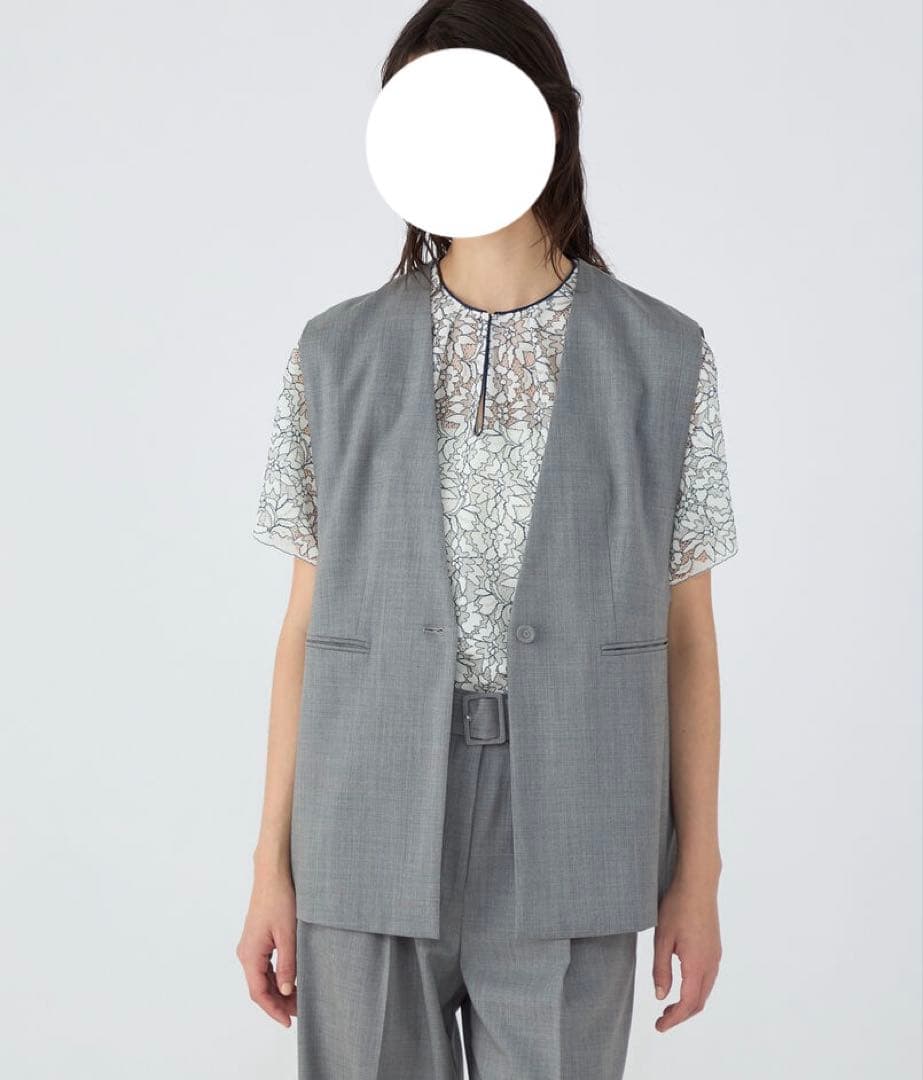 855美品✨トゥモローランド 2025SS ベスト ジレ グレー 定価3.5万