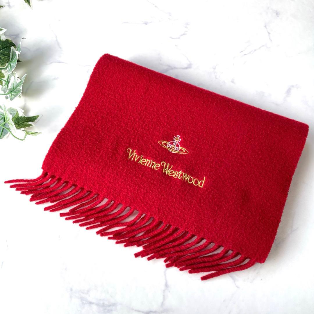 Vivienne Westwood マフラー レッド 刺繍 ゴールド