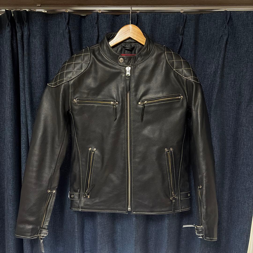 ブラックレザーキルティングジャケット