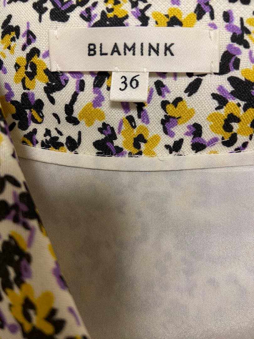 ブラミンク BLAMINK 小花柄 シルク ワンピース ベルト付