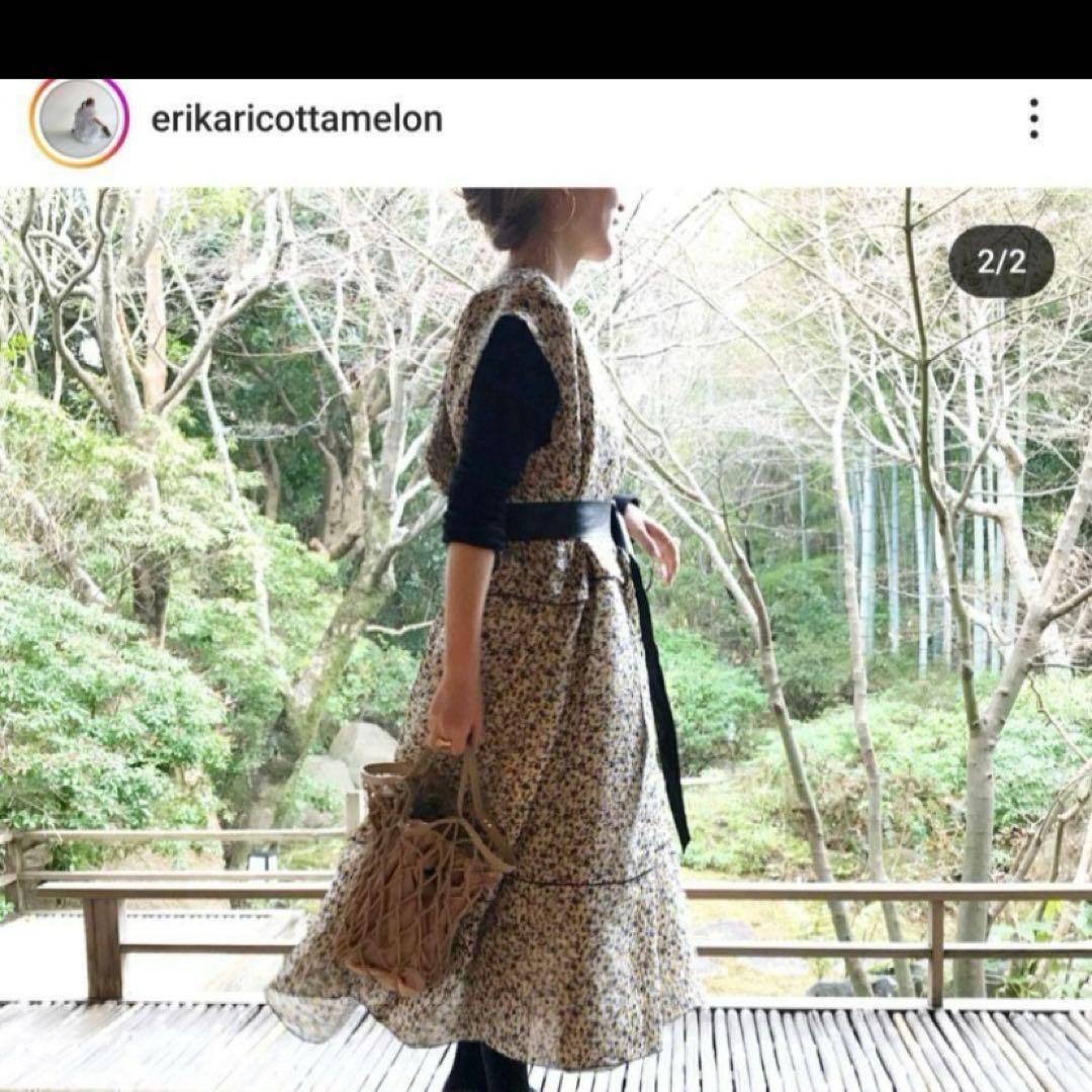 ブラミンク BLAMINK 小花柄 シルク ワンピース ベルト付