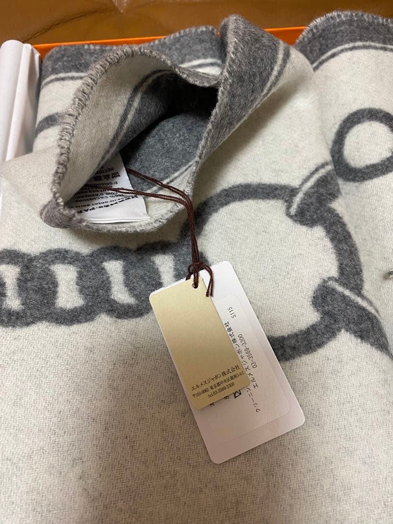 新品エルメス マフラー モール　フランネルグレー