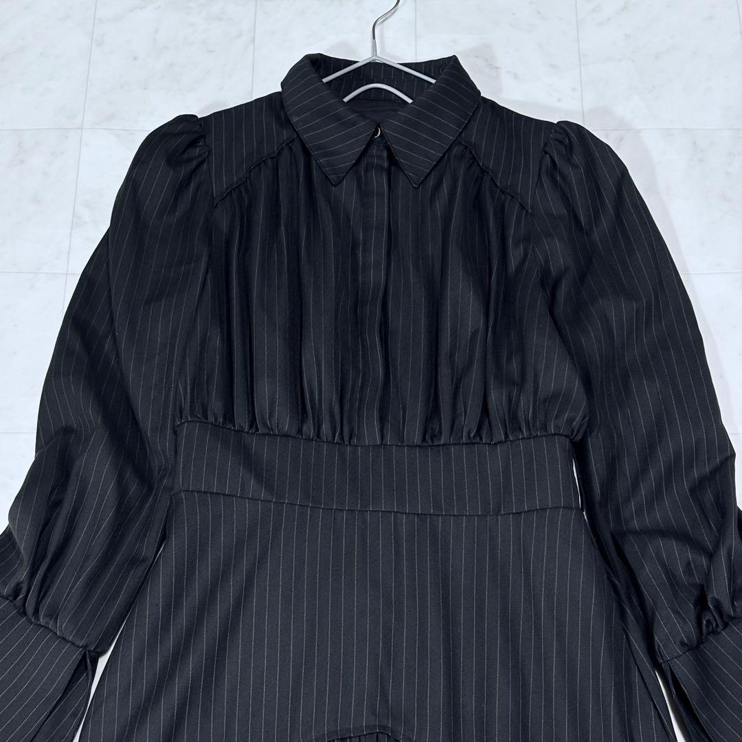 HARE ストライプティアードワンピース ロング ブラック FREE