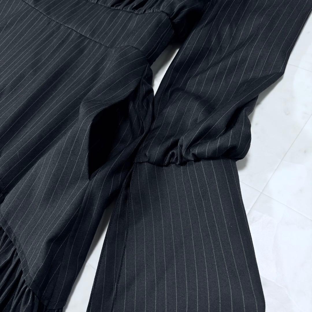 HARE ストライプティアードワンピース ロング ブラック FREE