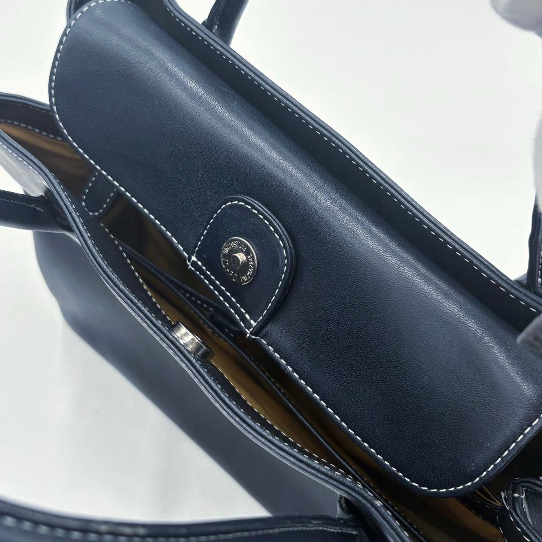 【美品】キタムラ ビジネスバッグ トートバッグ A4収納可 ネイビー 保存袋付