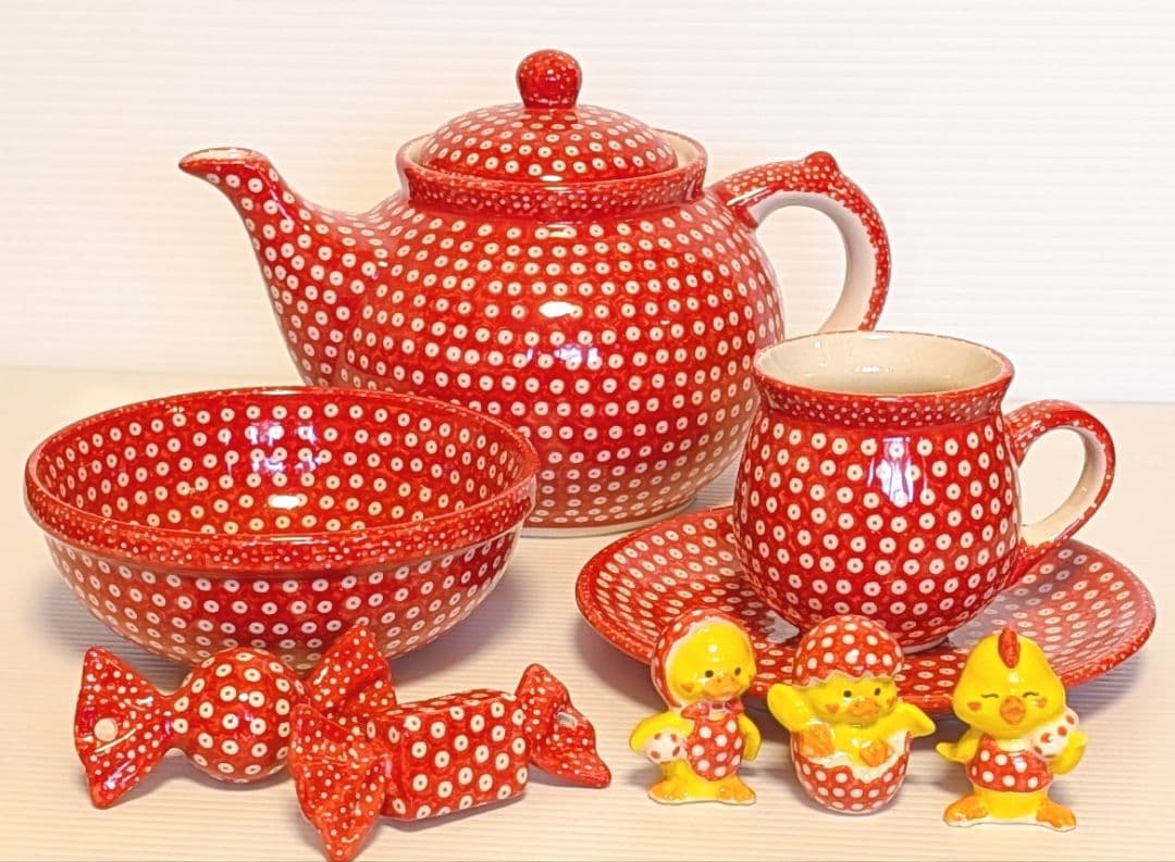 ポーリッシュポタリー 赤 セット ②