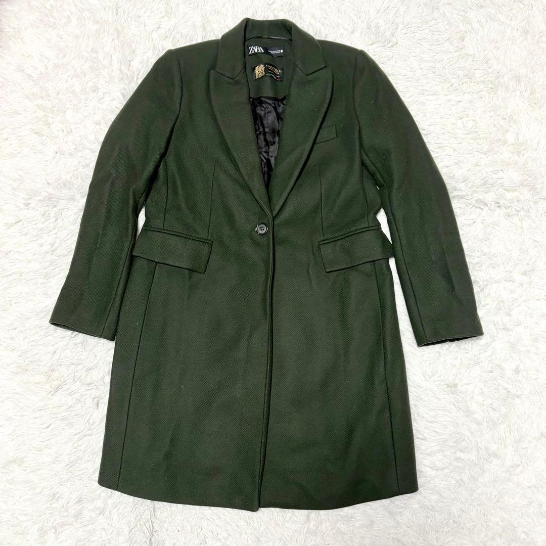 【極美品】ザラ　マンテコ　チェスターコート　グリーン　M