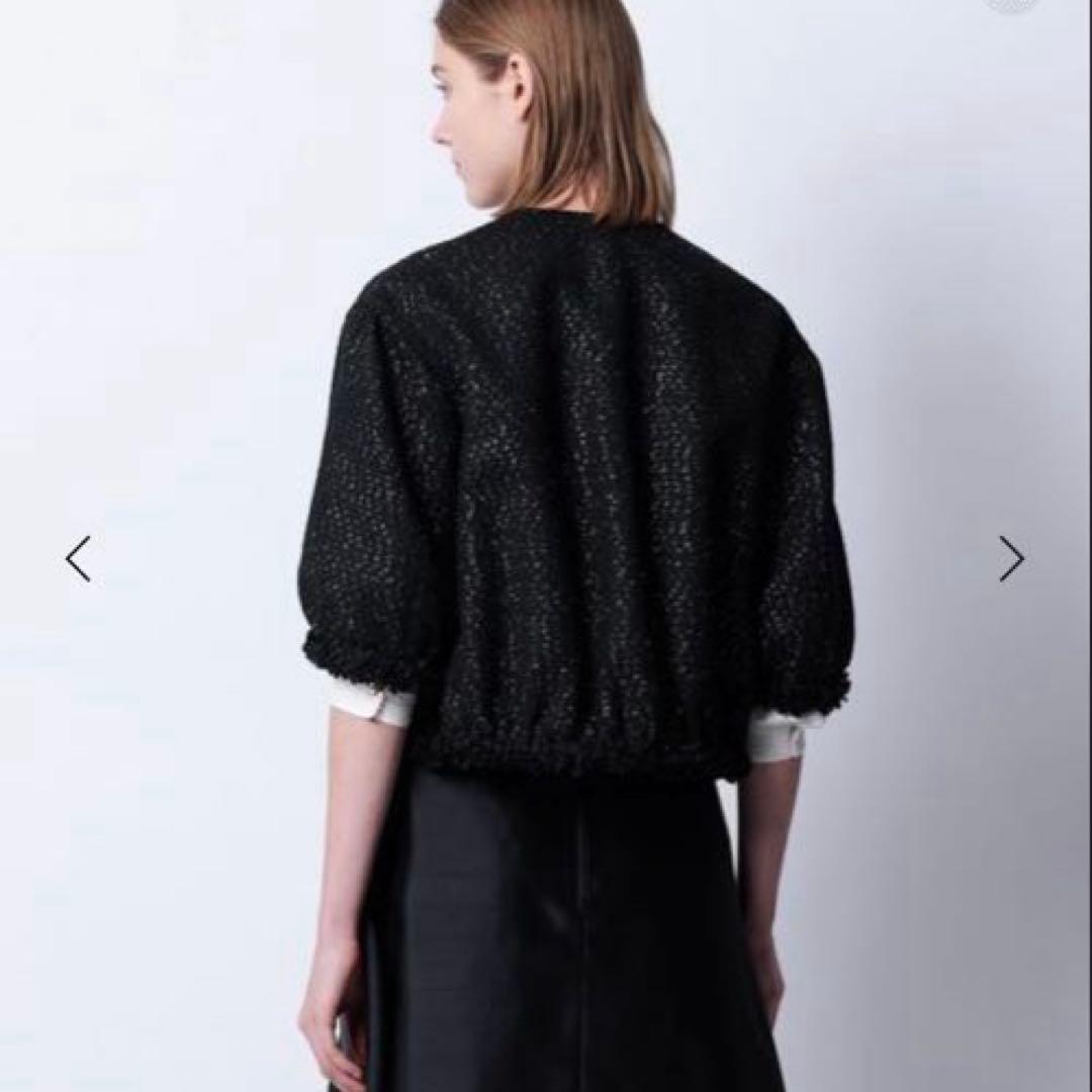 キキドゥロワー Drawer ラメツイード ノーカラージャケット 黒