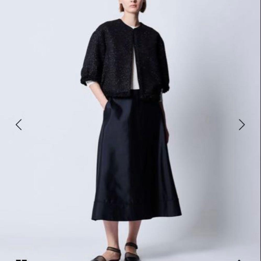 キキドゥロワー Drawer ラメツイード ノーカラージャケット 黒