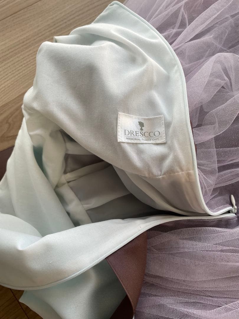 DRESCCO ミント×チャコールグレーフラワーコサージュドレス 125