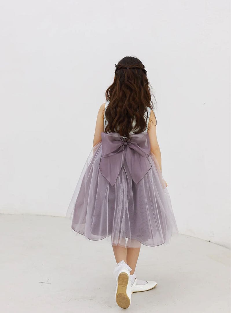 DRESCCO ミント×チャコールグレーフラワーコサージュドレス 125