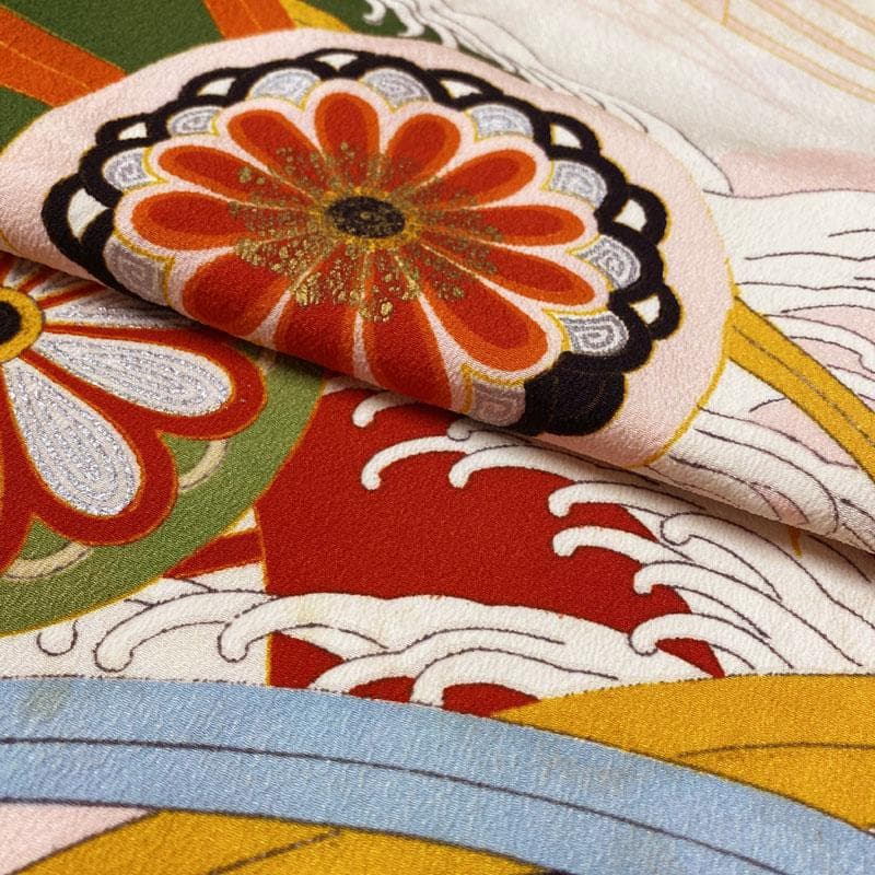 506ag64◎七五三 七歳 女児 セミアンティーク 着物&丸帯 総柄◎