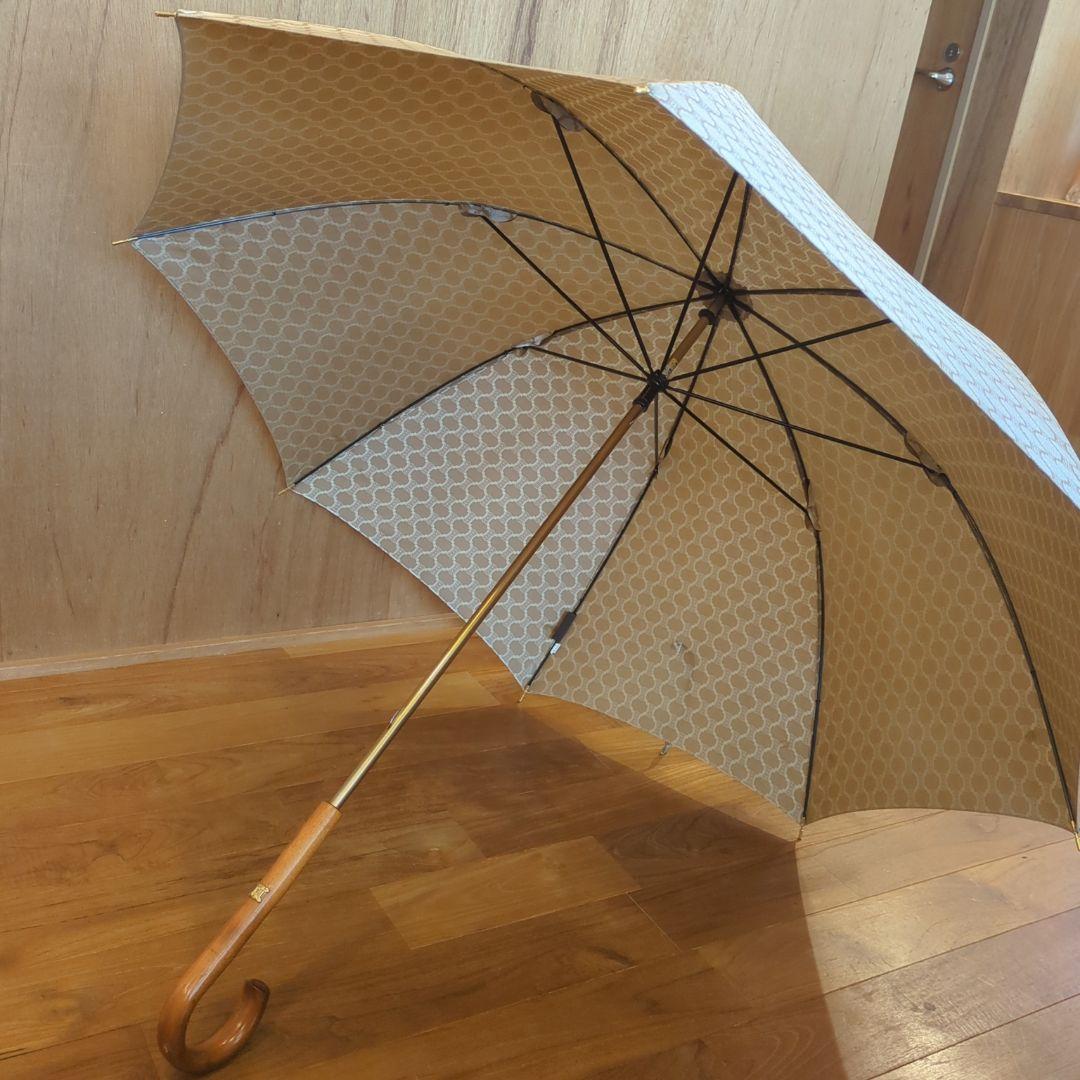 CELINE 長傘 雨傘 マカダム柄 木製ハンドル セリーヌ ゴールド