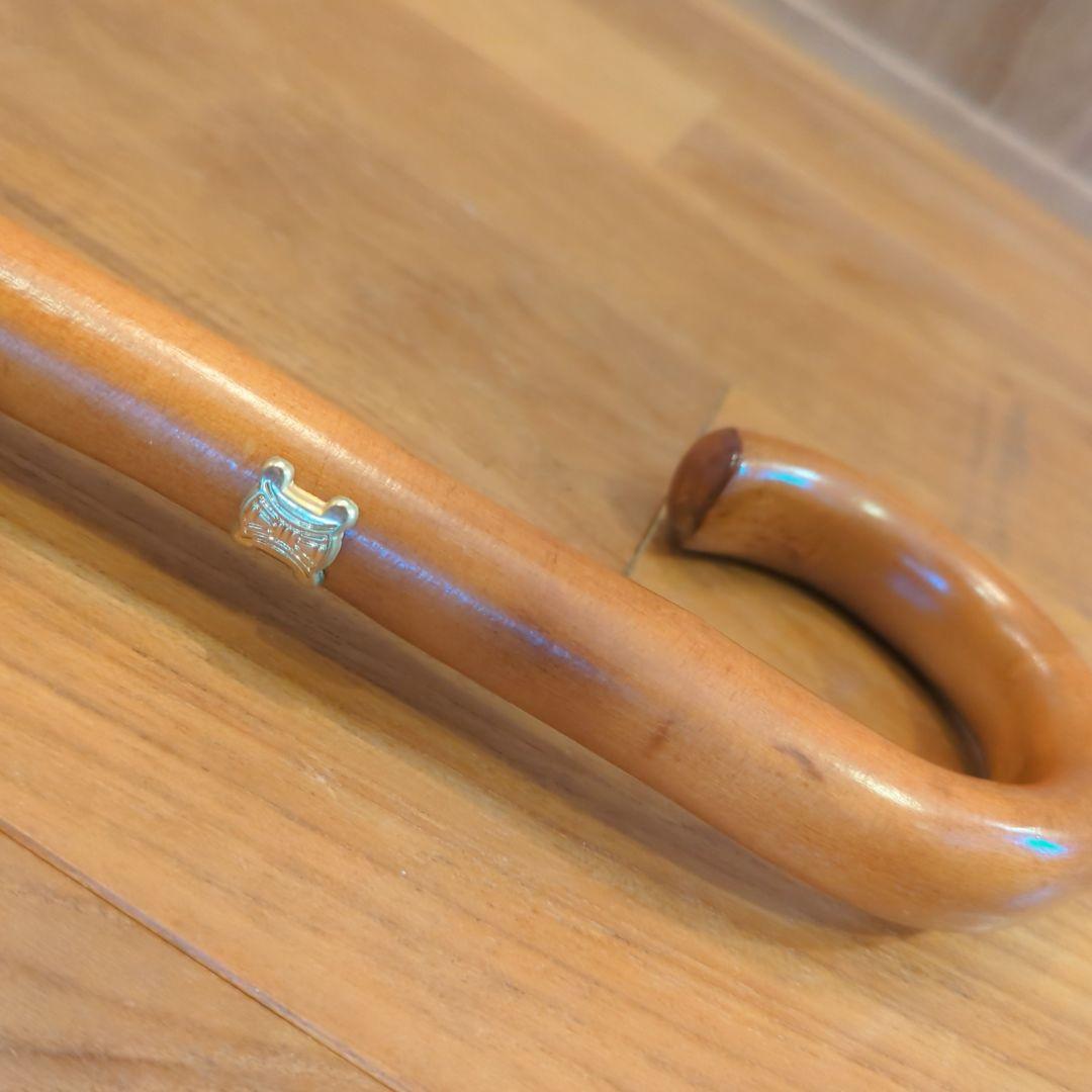 CELINE 長傘 雨傘 マカダム柄 木製ハンドル セリーヌ ゴールド