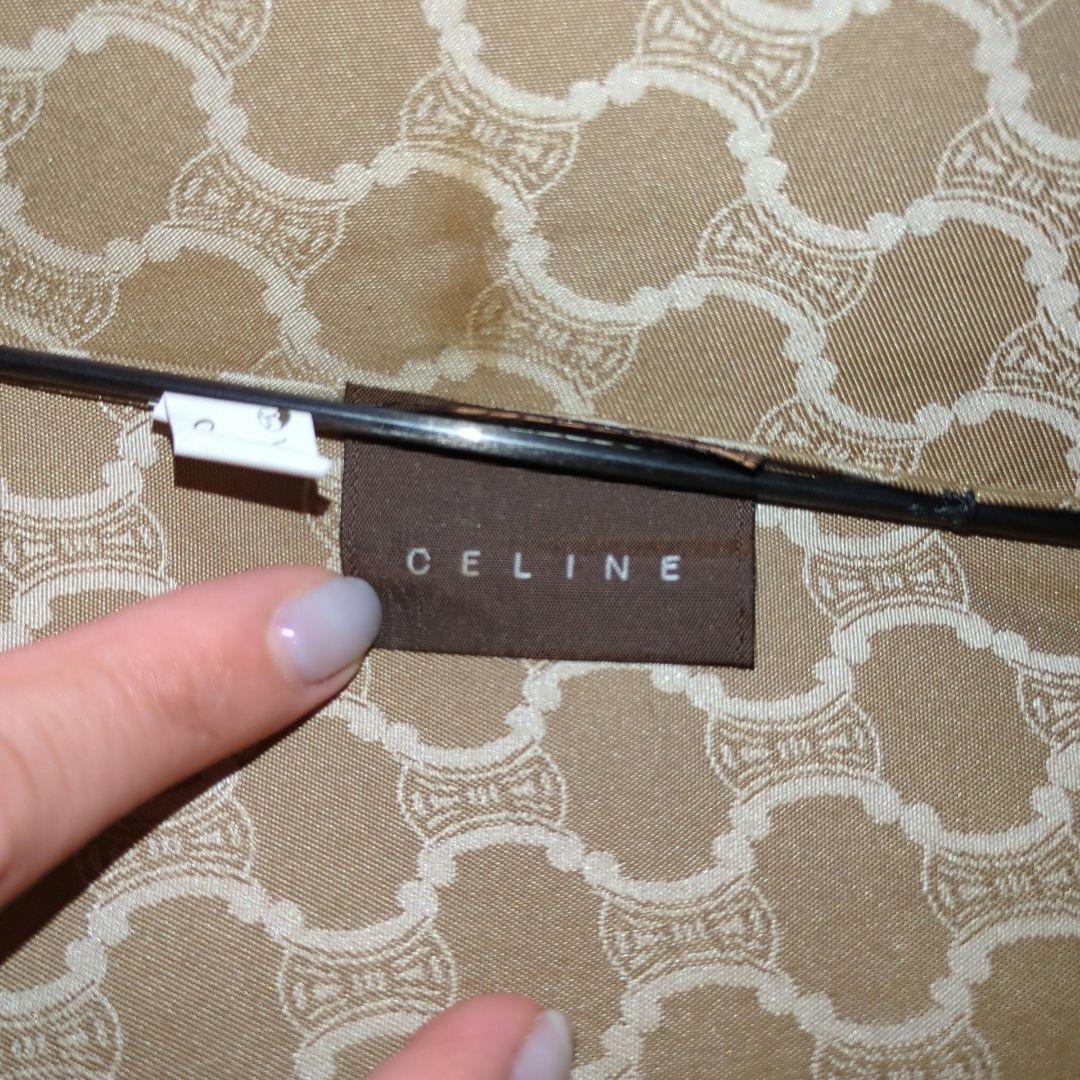 CELINE 長傘 雨傘 マカダム柄 木製ハンドル セリーヌ ゴールド