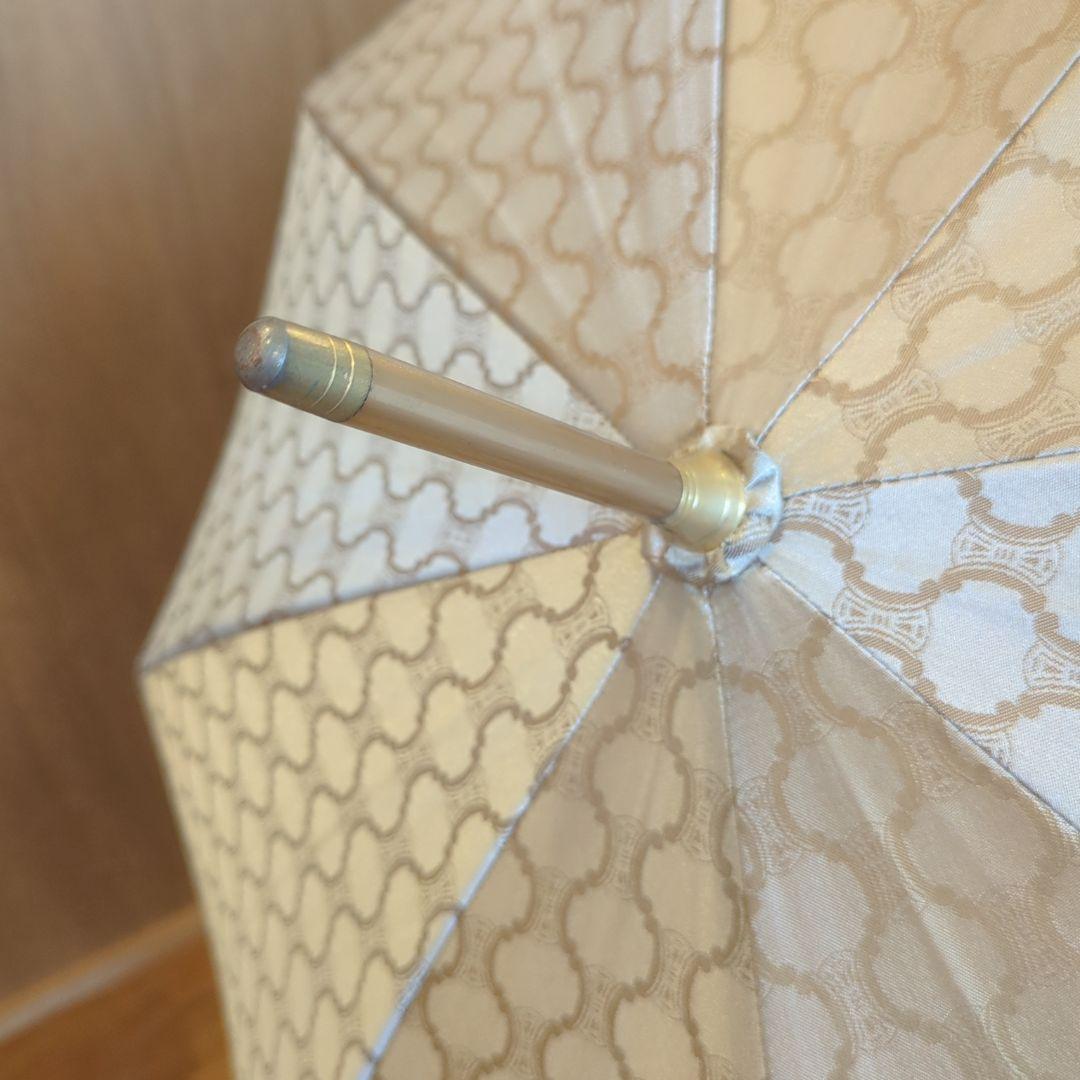 CELINE 長傘 雨傘 マカダム柄 木製ハンドル セリーヌ ゴールド