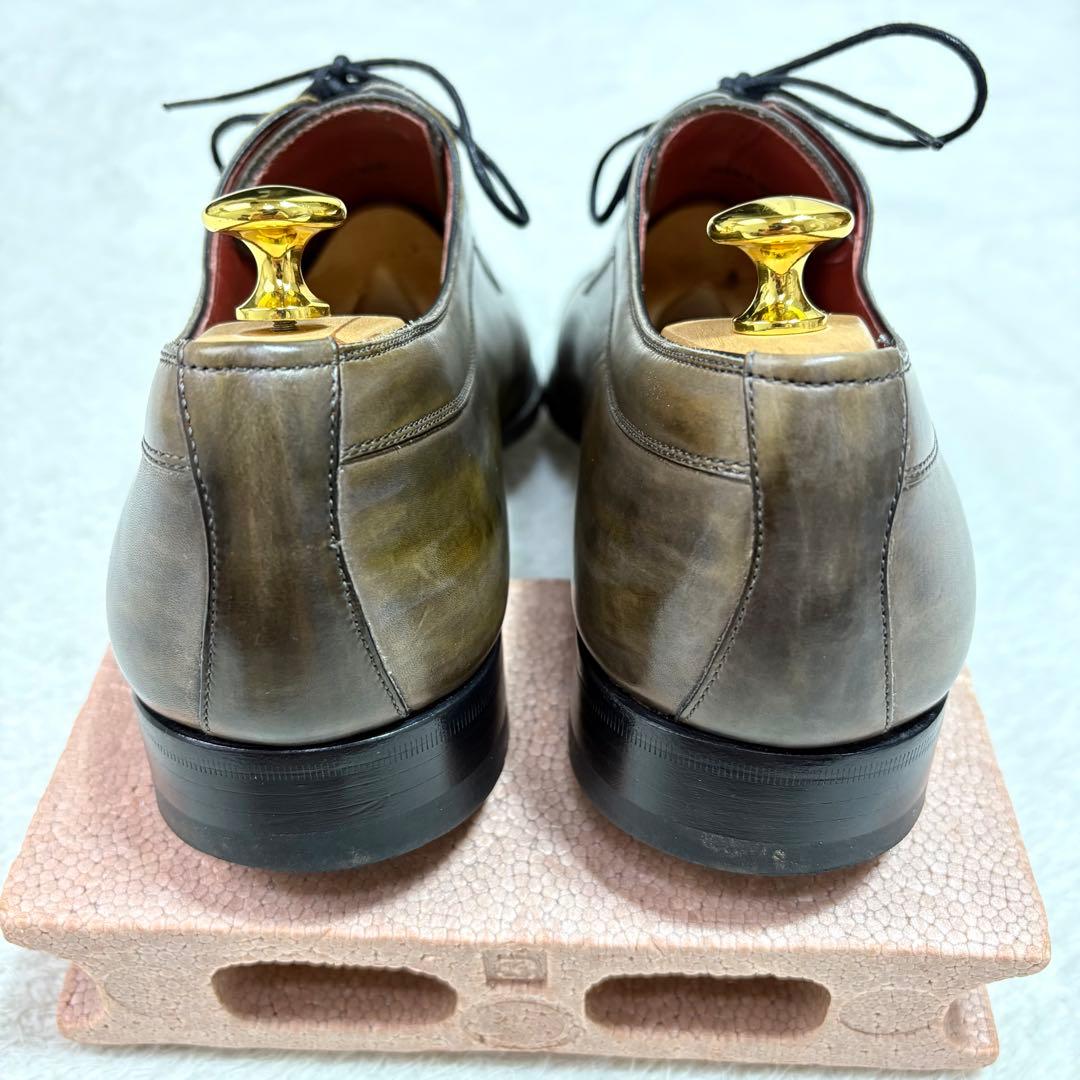 マグナーニ オパンケ製法 ストレートチップ ドレスシューズ 緑系パティーヌ 41