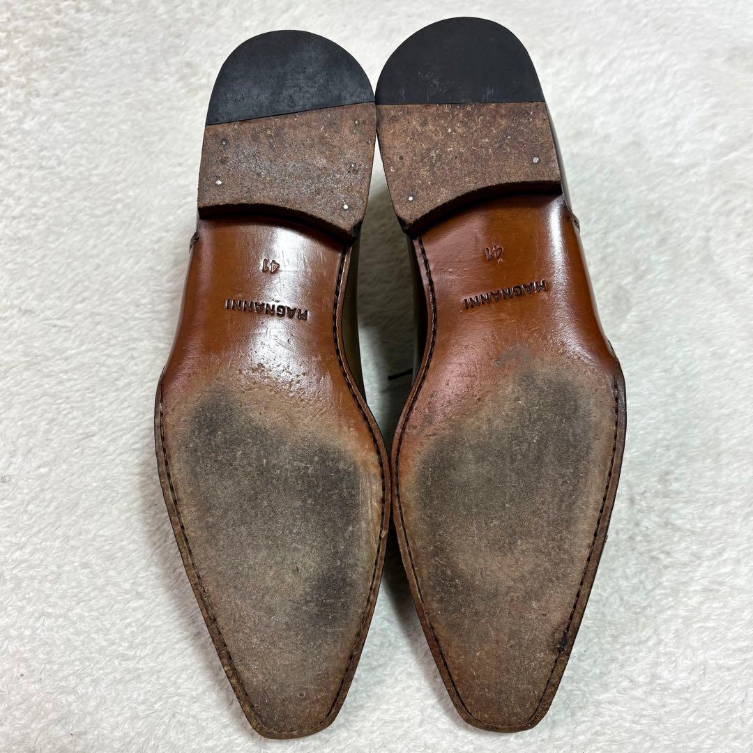 マグナーニ オパンケ製法 ストレートチップ ドレスシューズ 緑系パティーヌ 41