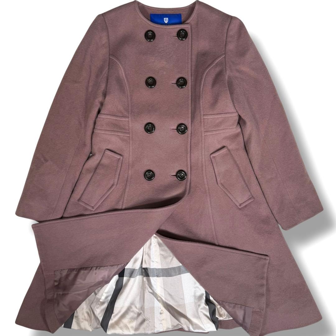 ブルーレーベル プリンセスライン メガチェック ウールメルトン ロングコート