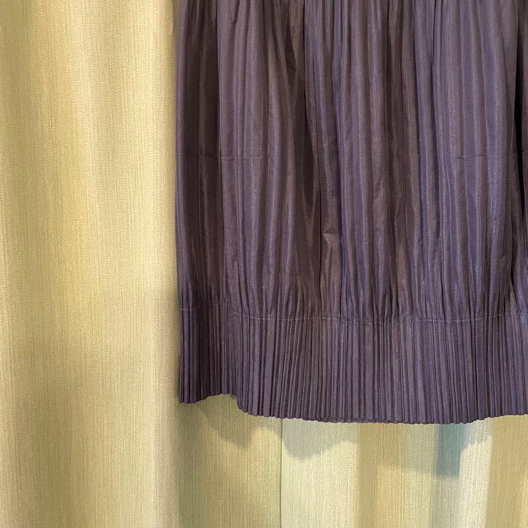 【プリーツプリーズ 】ひざ丈スカート　消しプリーツ　ツヤあり　グレー　5