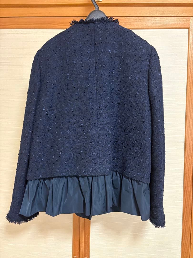 nolley's フリル付きネイビージャケット　ツイード