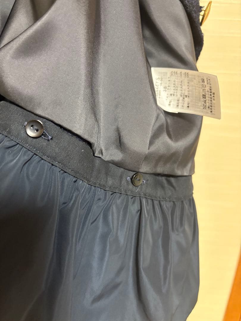 nolley's フリル付きネイビージャケット　ツイード