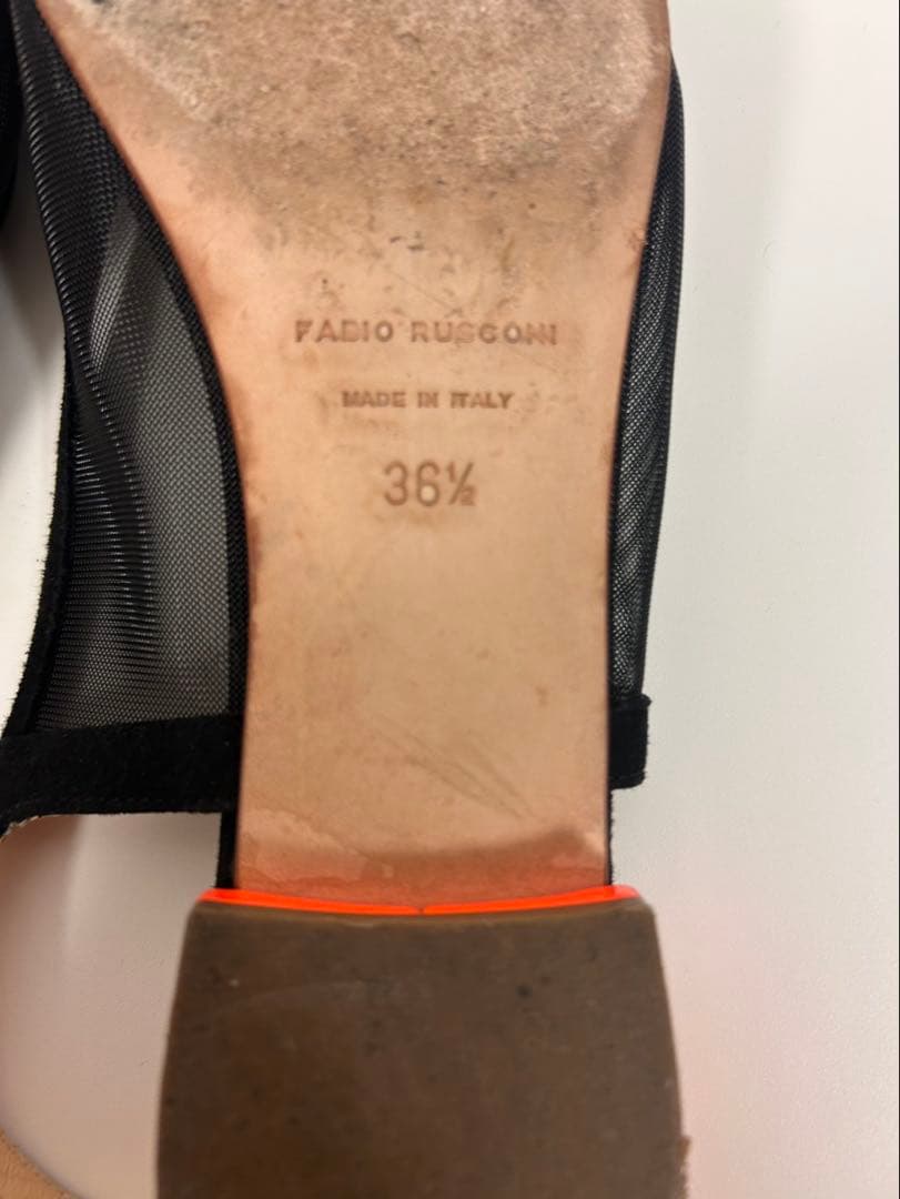 FABIO RUSCONI ネオンオレンジ　バックストラップスエードパンプス