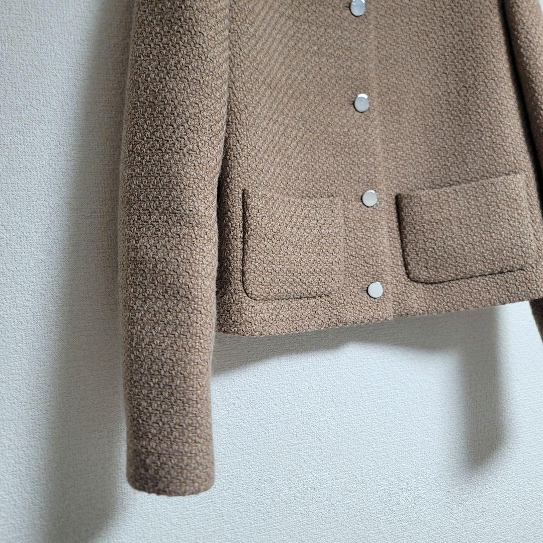 美品✨Theory 23AW ノーカラー ツイードクロップドジャケット