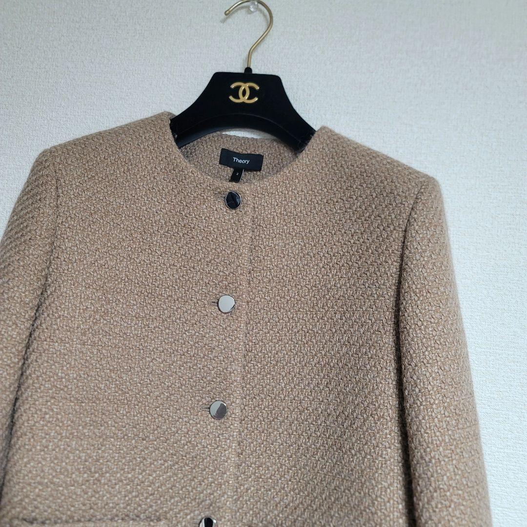 美品✨Theory 23AW ノーカラー ツイードクロップドジャケット