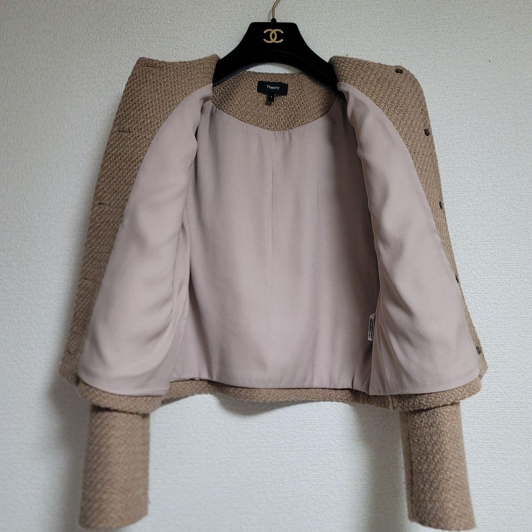 美品✨Theory 23AW ノーカラー ツイードクロップドジャケット
