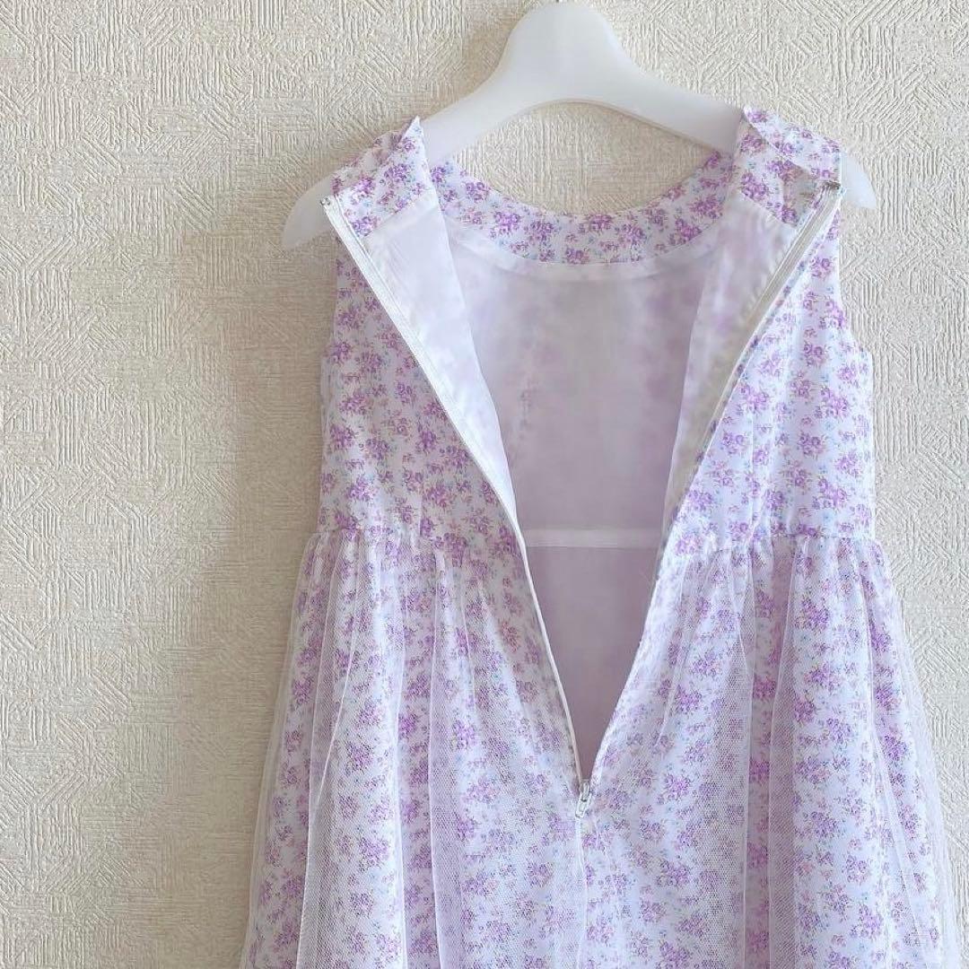 大人気！パープル×小花柄 120＊女の子フォーマル入学 結婚式 ランドセル