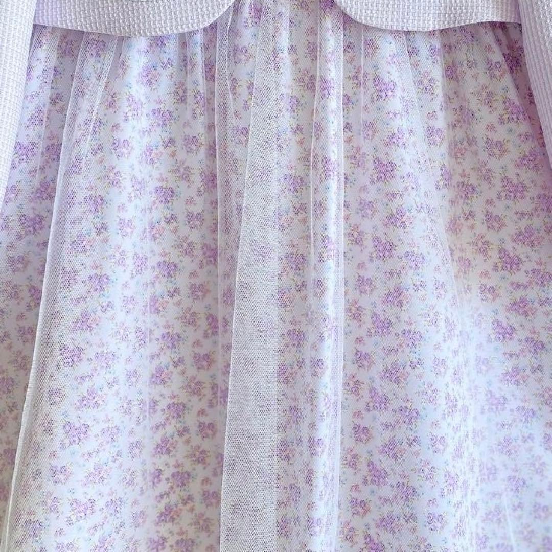 大人気！パープル×小花柄 120＊女の子フォーマル入学 結婚式 ランドセル