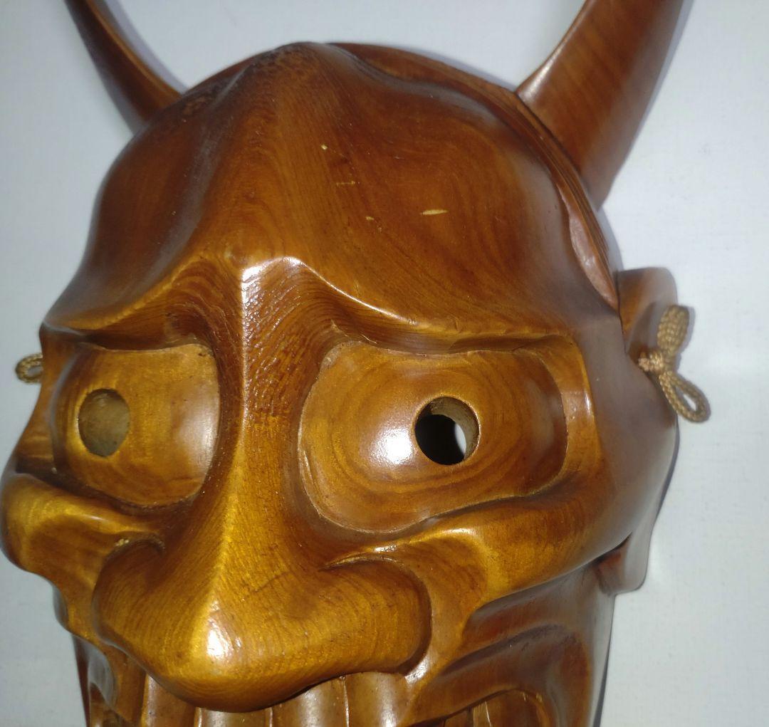 美品 稀少 一刀彫 一点物 般若面 木彫 能楽 能面 アンティーク