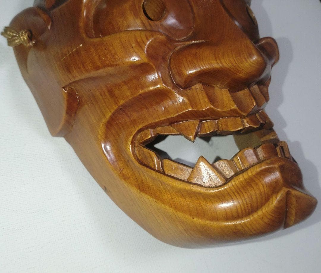 美品 稀少 一刀彫 一点物 般若面 木彫 能楽 能面 アンティーク