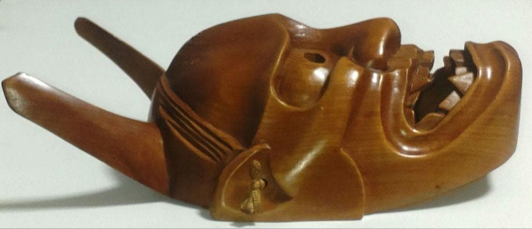 美品 稀少 一刀彫 一点物 般若面 木彫 能楽 能面 アンティーク