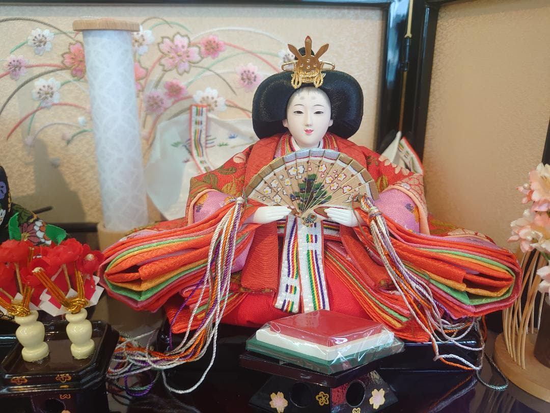 ●新品おひなさま●　桜づくし刺繍飾り　フルセット