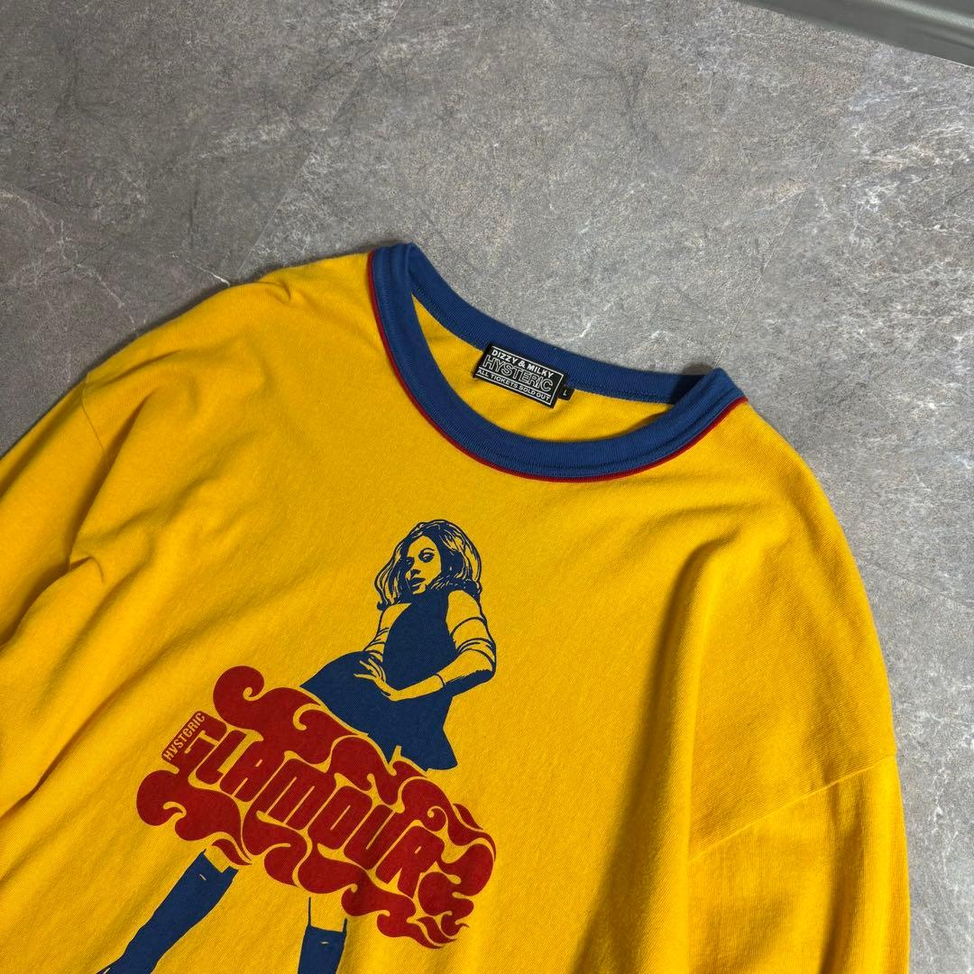 HYSTERIC GLAMOUR リンガーロングTシャツ ヒスガール イエロー