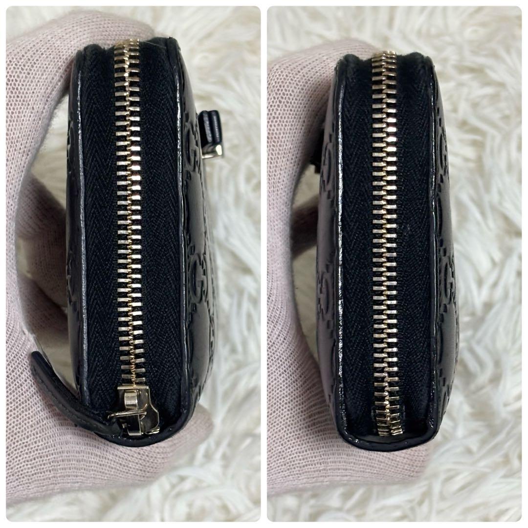 グッチ 財布 ラウンドファスナー GG シマ リボン インターロッキング　黒