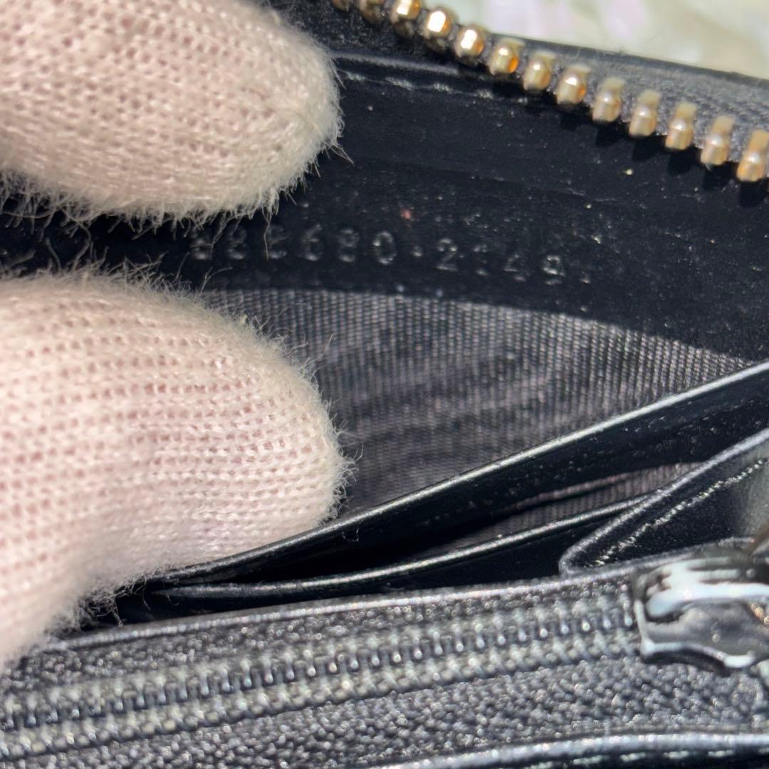 グッチ 財布 ラウンドファスナー GG シマ リボン インターロッキング　黒