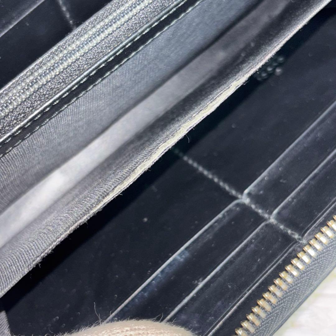 グッチ 財布 ラウンドファスナー GG シマ リボン インターロッキング　黒