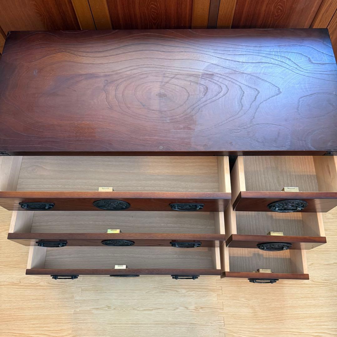 「格安早い者勝ち」民芸家具 欅材 整理箪笥 時代箪笥 3段チェスト 鉄金具 和